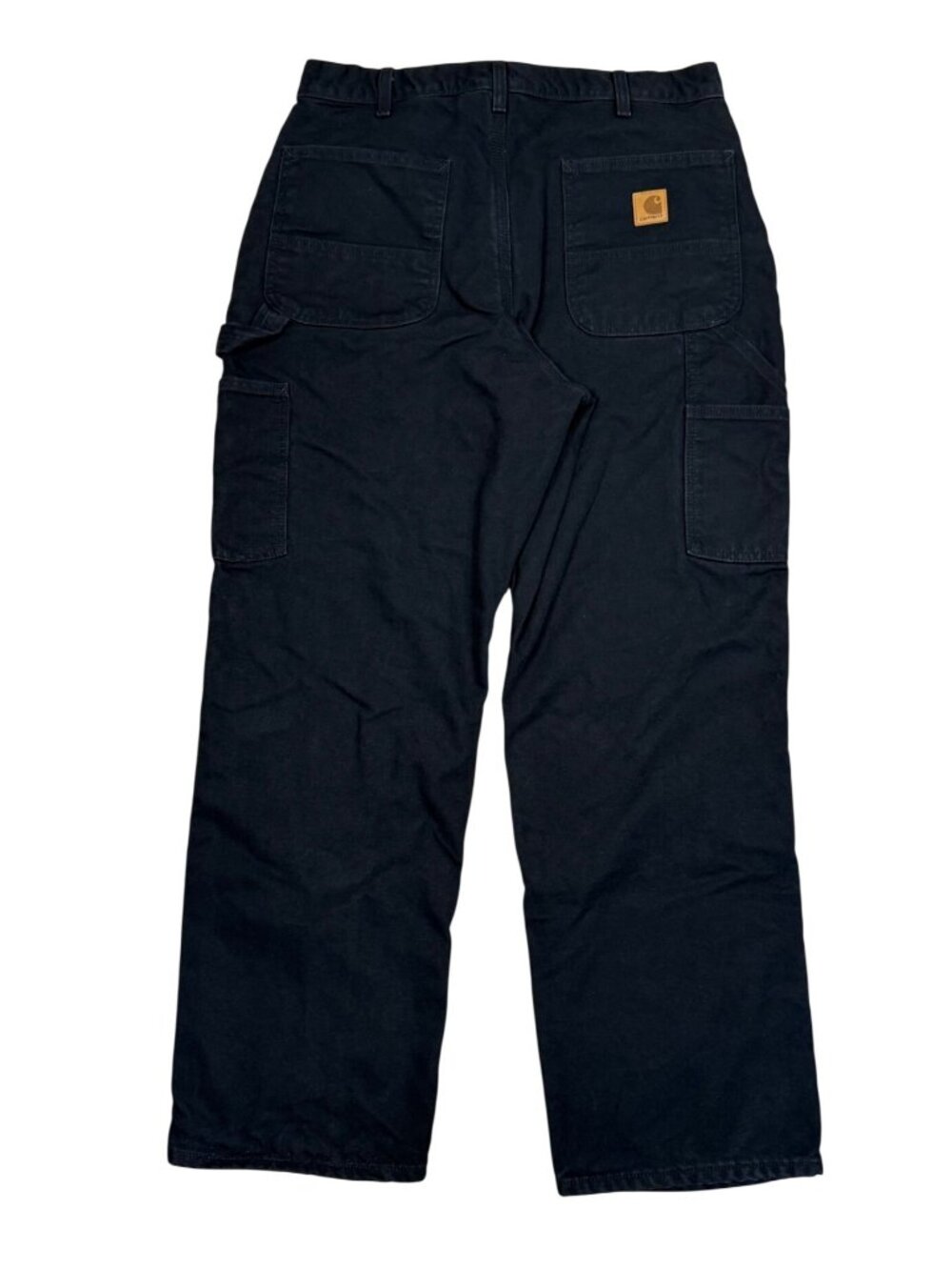 Carhartt B111 BLK Work Pants Mens 34x30 Flannel Lined Loose Straight Black EUC